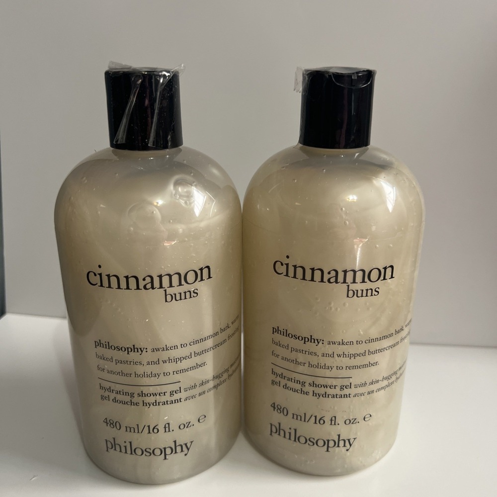 2 NEW Philosophy Cinnamon Buns Shampoo Shower Gel Bubble Bath 16 oz Sealed